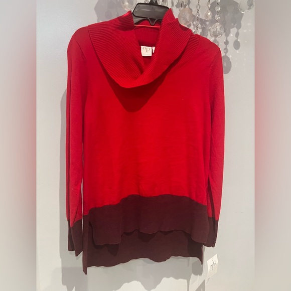 Adyson Parker Sweaters - Adyson Parker Red and Brown Women's Cowl Neck Sweater